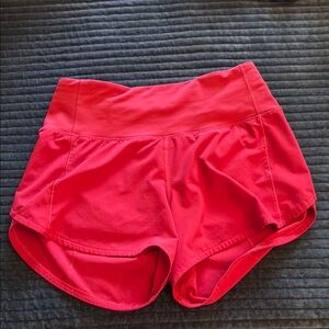 Lululemon Athletica Red Athletic Shorts with Curved Hem